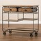 Baxton Studio Grant Vintage Oak Brown Finished Wood and Black Finished Metal 2-Drawer Kitchen Cart 177-11201-Zoro - alternate 8